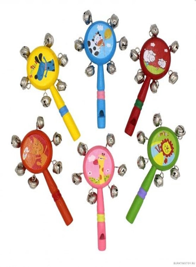 Smile Baby Colorful Wooden Rainbow Baby Handle Jingle Bell Rattle Toys jhun jhuna (Pink) - Image 3